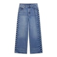 thumbnail image 1 of 2026 New Casual High-Waisted Straight Leg Jeans with Metal Rivet Embellishes, 1 of 4