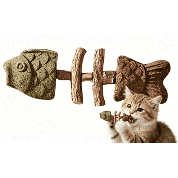 2026 New Cat Chew Toy, Fishbone Shape Cat Dental Chews Care Tools with Catnip Silvervine, Durable Cat Dental Toy