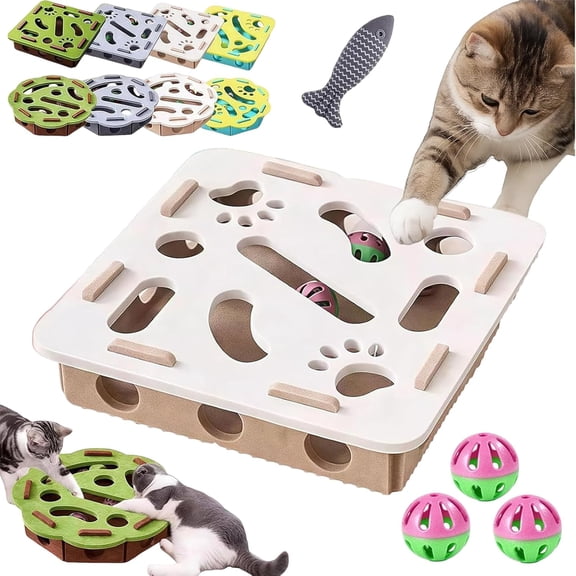 2026 New Cat Nail File Box with Three Bell Balls & Sandpaper Inside, Cat Scratch Puzzle Enrichment Box, Nail File Stress Free Alternative to Clippers & Grinders, Gifts for Your Cute Cats