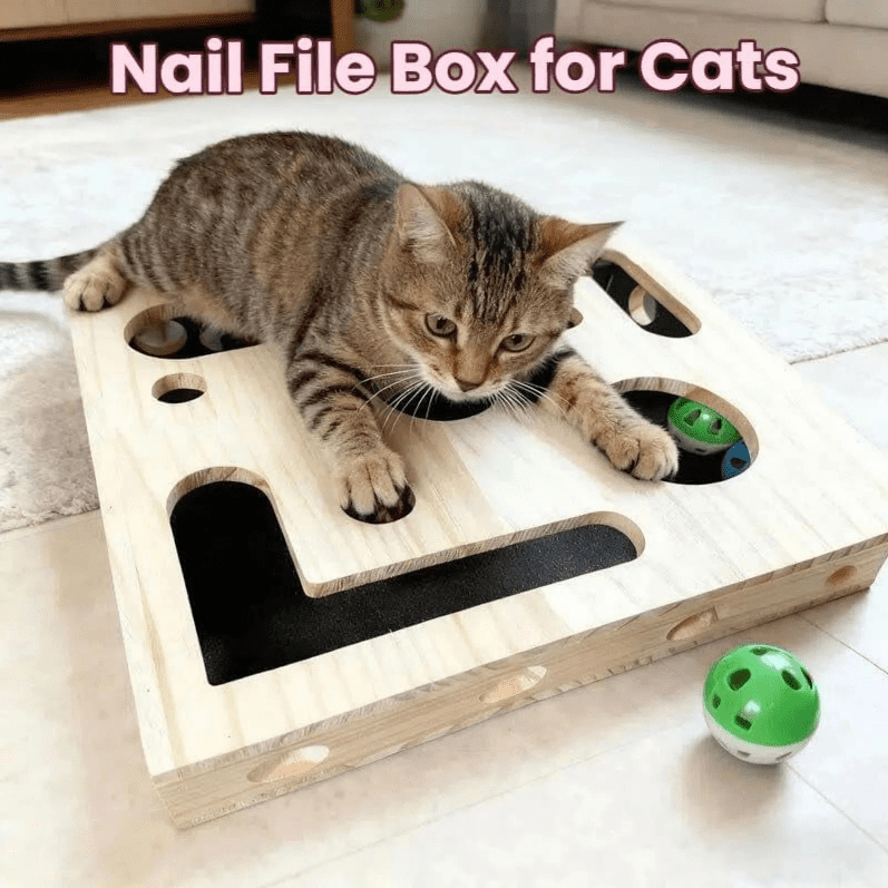 2026 New Cat Nail File Enrichment Box,Felt Maze Toy with Nail File ...