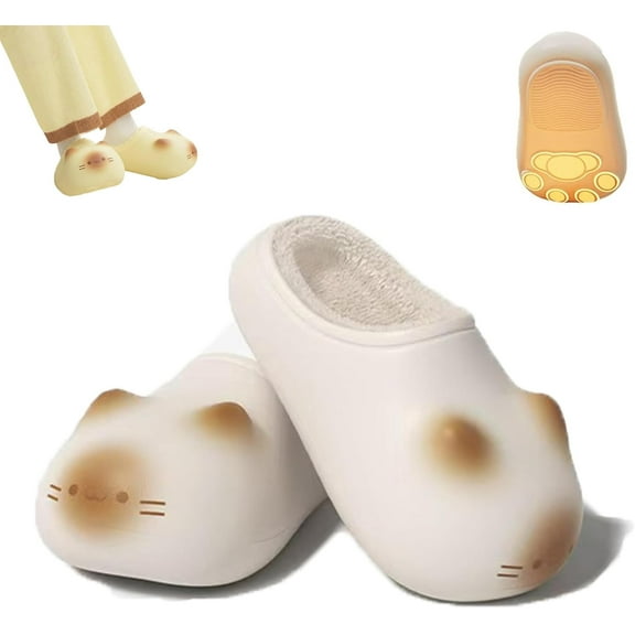 2026 New Cat Paws Footprints Fluffy Plush Fleece Height Increase Slippers for Winter Cute Animal Soft Warm Cozy Footwear