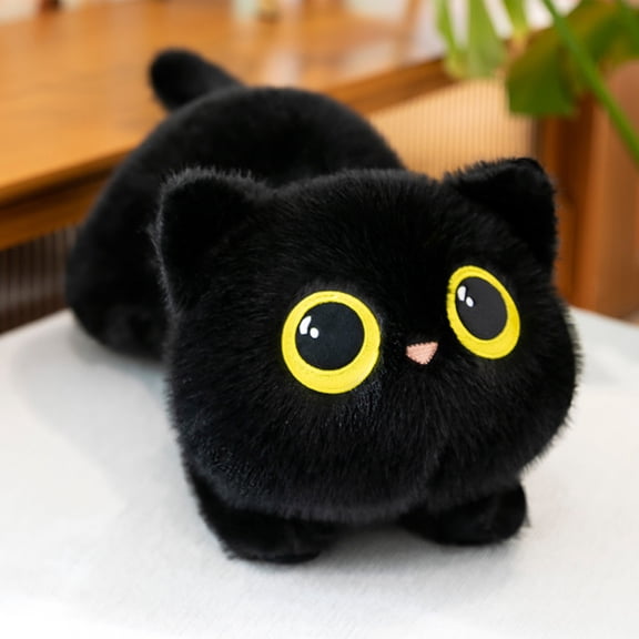 2026 New Cat Plush Toys, Stuffed Animals Toys Cat Soft Pillow Toys, Cute Papa Dolls, Black Dolls, Gray Dolls, Best Birthday Gifts for Holiday Xmas Easter for Friend and Family (Cat, Black)