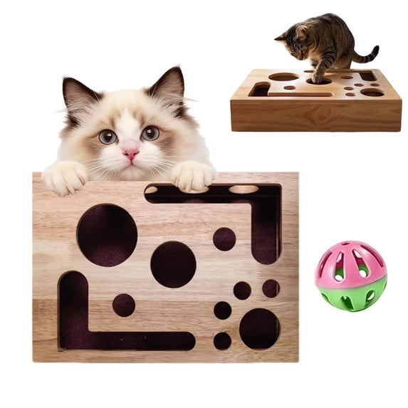 2026 New Cat Scratch Puzzle Enrichment Box: Nail File Stress Free Alternative to Clippers and Grinders, Cat Nail File Enrichment Box with Sandpaper Inside Bell Ball for Indoor (1pcs-B)