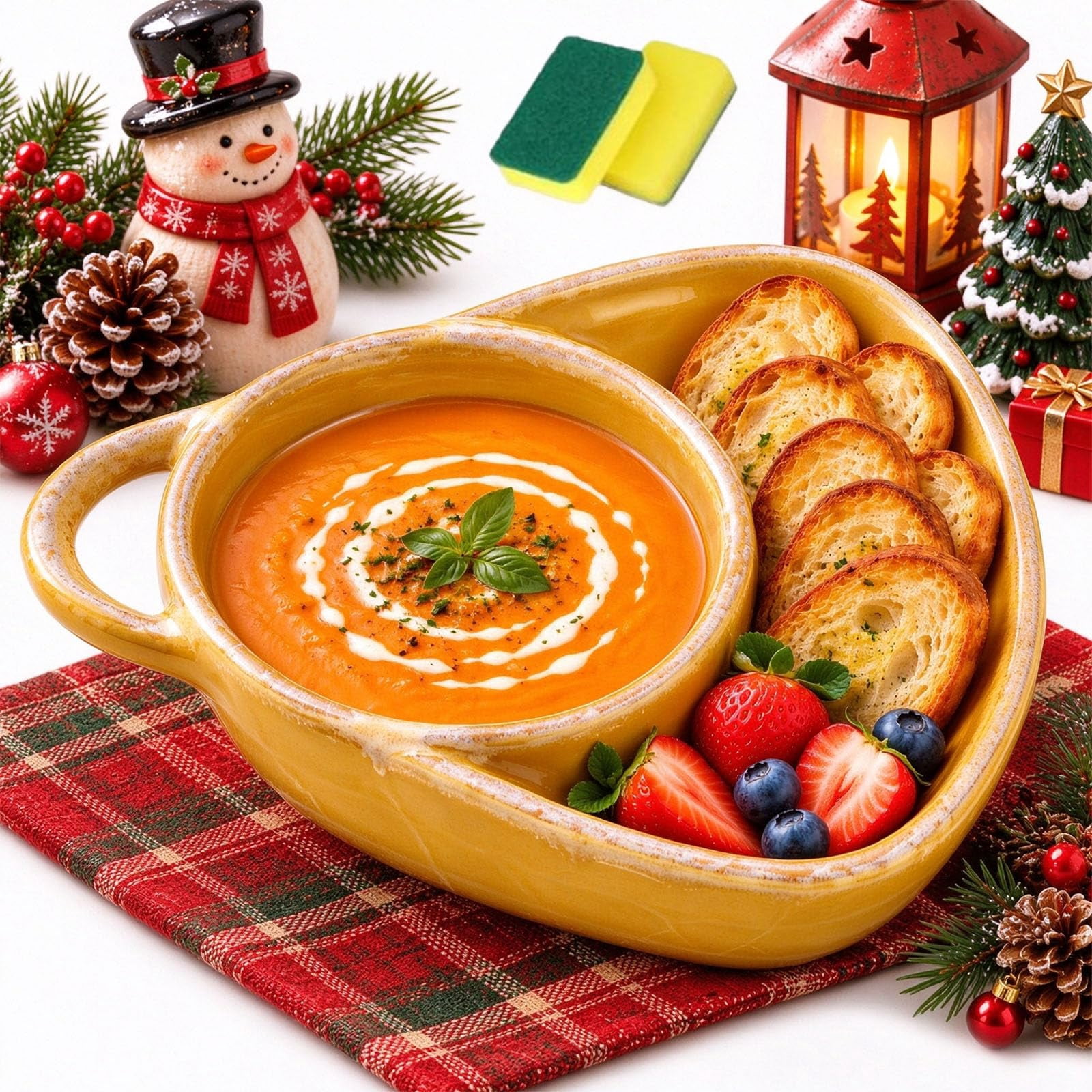 2026 New Ceramic Soup and Sandwich Bowl with Handle Divided Bowl ...