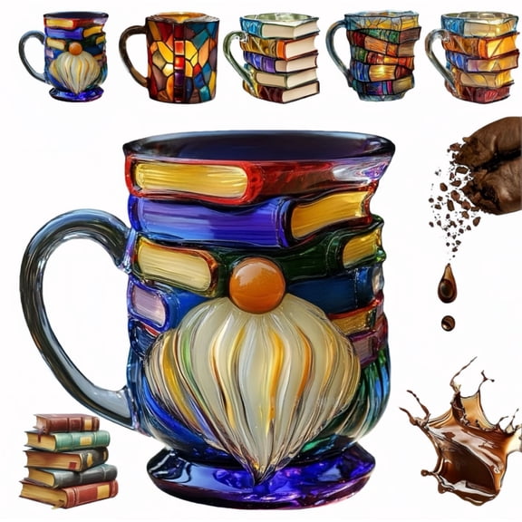 2026 New Chapter Book Mug Novelty Coffee Mugs, 3D Painted Book Coffee Mug, Novelty Unique Books Coffee Cup, Painted Glass Coffee Cup Gift for Readers (Color C)