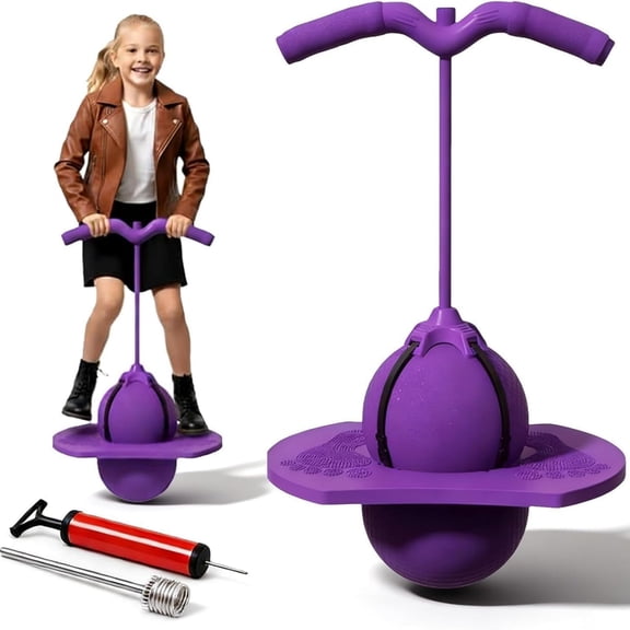 2026 New Children's Balance Jumping Ball, Fun Pogo Jumper with Stable Handle & Air Pump, Non-Slip Footpads Bouncy Stick Jump Toy for Kids