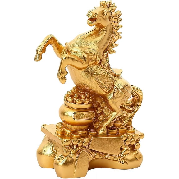 2026 New Chinese New Year Horse Statue, 2026 Golden Feng Zodiac Horse Figurine, Souvenir Sculpture Attracting Wealth and Good Luck, Golden Horse Figurine For Chinese New Year