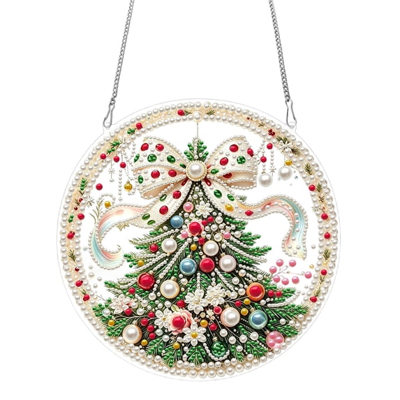 2026 New Christmas DIY Diamond Painting Wall Hanging Ornament, Fun Hand‑Craft Project for Holiday Leisure Time,Festive Round Hanging Decor for Xmas Home Wall Window,Hand‑Finished Seasonal Accessory