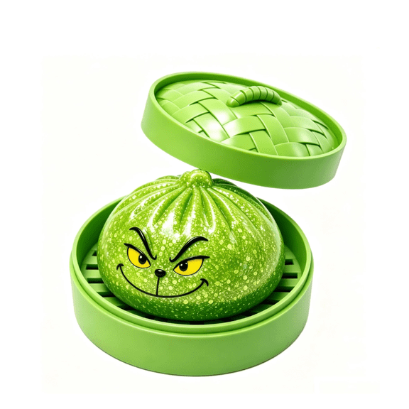 2026 New Christmas Glitter Monster Dumpling Squishy, 3.35 Inch Squeeze Stress Relief Fidget Ball with Steamer Box, Holiday Stocking Stuffer Party Favor, Sensory Toy for Kids Age 3+