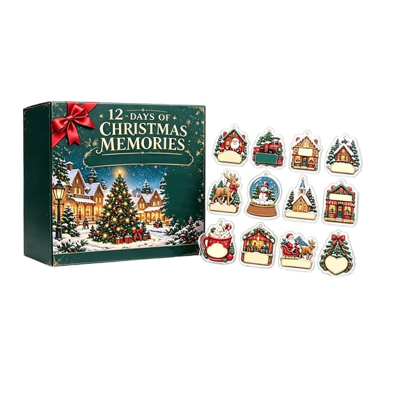 2026 New Christmas Memories Advent Calendar, 12Pcs 2D Flat Acrylic Figurine Collectible, Cute 12 Days of Christmas Countdown Calendar Crafts, Xmas Decorations for Tree Window and Gifts