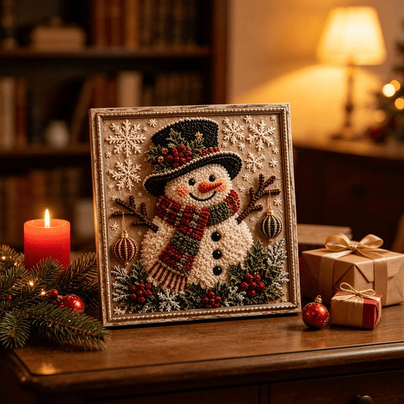 2026 New Christmas Punch Needle Kit, DIY Fabric Punch Needle Painting Set For Adults Beginners, Xmas Decor Ideal for Home Decor Gift For Craft Lovers(Style C)