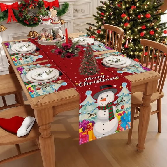2026 New Christmas Table Runner and Placemats Set, Seasonal Printed ...