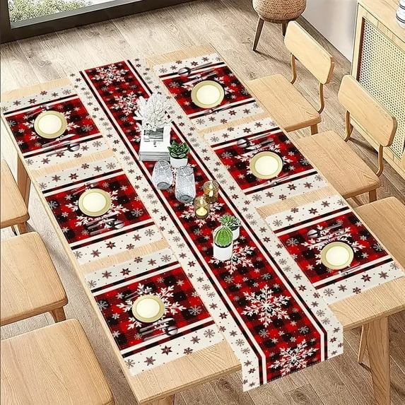 2026 New Christmas Table Runner and Placemats Set, Seasonal Printed ...