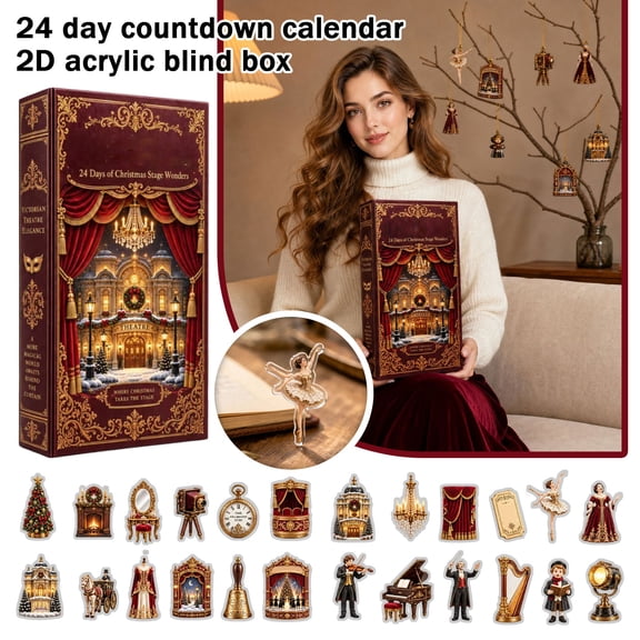 2026 New Christmas Victoriaon Thearte Elegance Advent Calendar,24Pcs 2D Flat Figurine Collectible,Elegant 24 Days of Christmas Countdown Calendar Crafts,Xmas Decorations for Tree Window and Gifts