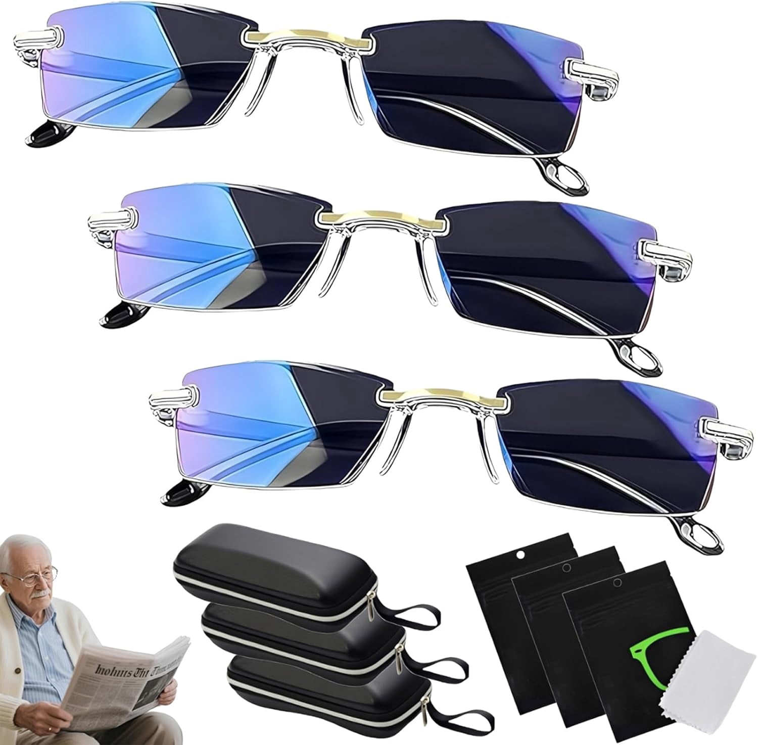 2026 New Clarity Blue Auto Focus Glasses Self Adjusting Women Clarity Auto Focus Glasses Men Intelligent Dual Focus Glasses