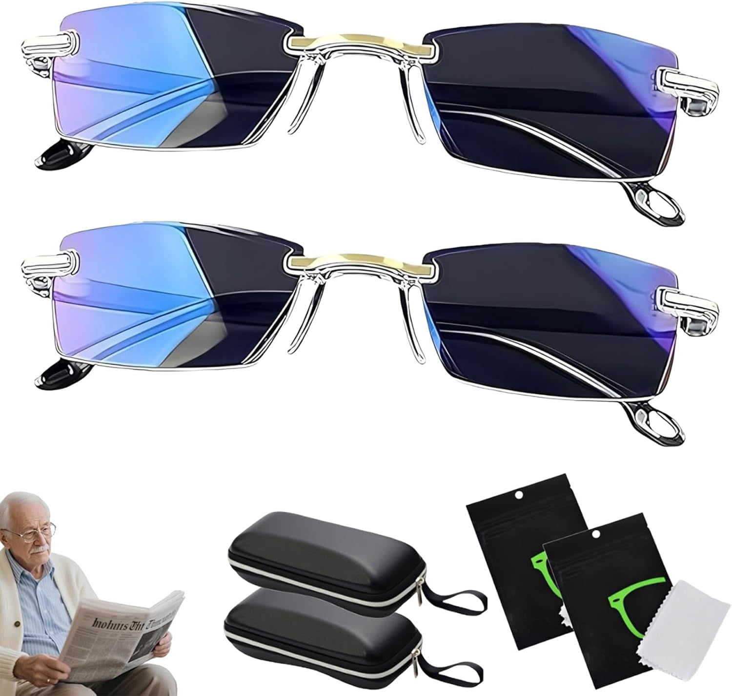 2026 New Clarity Blue Auto Focus Glasses Self Adjusting Women Clarity Auto Focus Glasses Men Intelligent Dual Focus Glasses