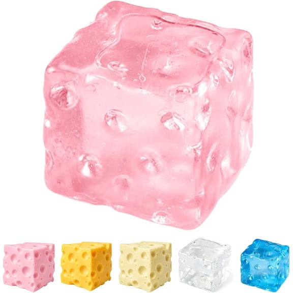 2026 New Clear Cheese Squishy Jumbo - Block Cube Pink Yellow White Blue Big Slow Rise Squishy, Giant Rebound Shapeable Squeeze Ball, Sensory Fidget for Adults Stress Relief (Flour Yellow,)