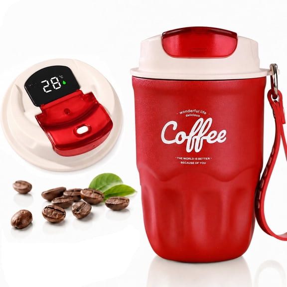 2026 New Coffee Vacuum Flask, Smart LED Temperature Display Coffee Cup with Leak-Resistant Lid and Handle for Commute, Office & Daily Use