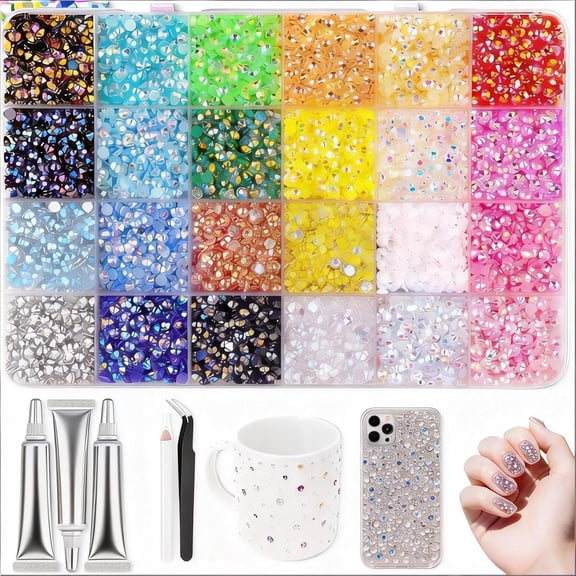2026 New Colorful DIY Resin Rhinestone Kit, Resin Jelly Rhinestones for Crafting, Bedazzling Kit for Bedazzled Nail Art, Diamond Painting & Crafts