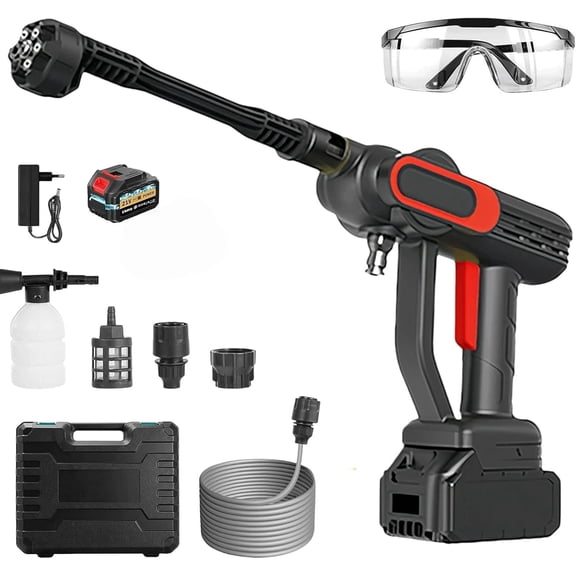 2026 New Cordless Portable Pressure Washer, Cordless Car Cleaning Tool, Battery Operated Pressure Washer with 6-in-1 Nozzle, for Cars, Patio, Garden & Outdoor Cleaning (B)