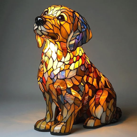 2026 New Corgi Lamp and Pug Lamps, Boxer Dog Lamp, Dogs Series Art Night Light, Retro Stained Resin Tabletop LED Night Light, 3D Cute Pet LED Table Lamps, Fun Gift for Dog Lover (Golden Retriever)