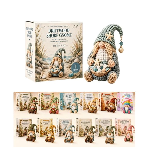 2026 New Cozy Gnome DIY Bead Kit Collection – All-In-One Craft Set with Pre-sorted Beads and Easy Guide (Driftwood Shore Gnome)