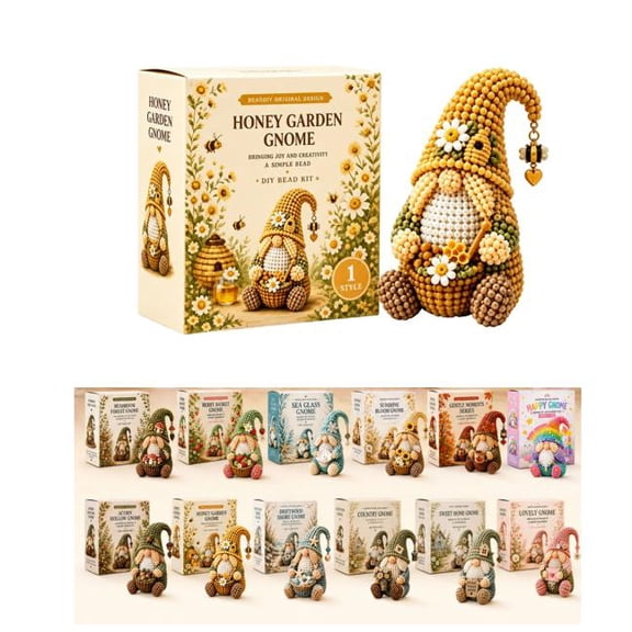 2026 New Cozy Gnome DIY Bead Kit Collection – All-In-One Craft Set with Pre-sorted Beads and Easy Guide (Honey Garden Gnome)