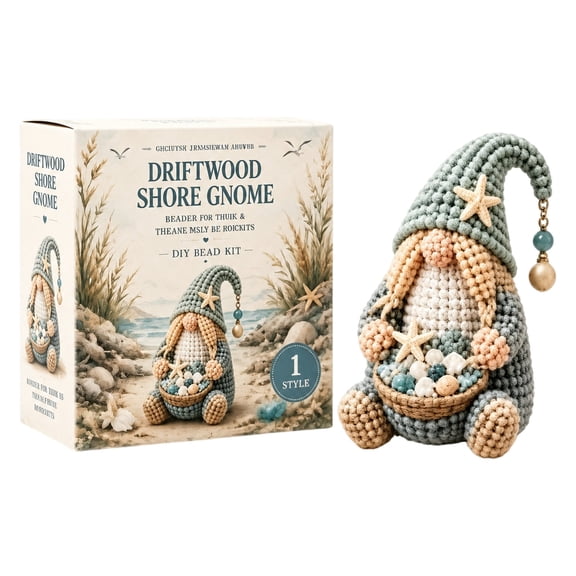2026 New Cozy Gnome DIY Bead Kit Collection – Unique Handmade Figurines for Shelf, Mantel, and Office Display (Driftwood Shore Gnome)