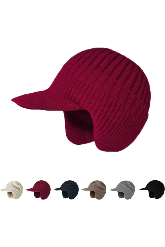 2026 New Cozy Head Beanie,Cozyhead Beanie,with Brim and Ear Flaps,Elastic Fabric,for Unisex(Red)