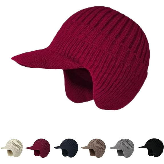 2026 New Cozy Head Beanie,Cozyhead Beanie,with Brim and Ear Flaps,Elastic Fabric,for Unisex(Red)