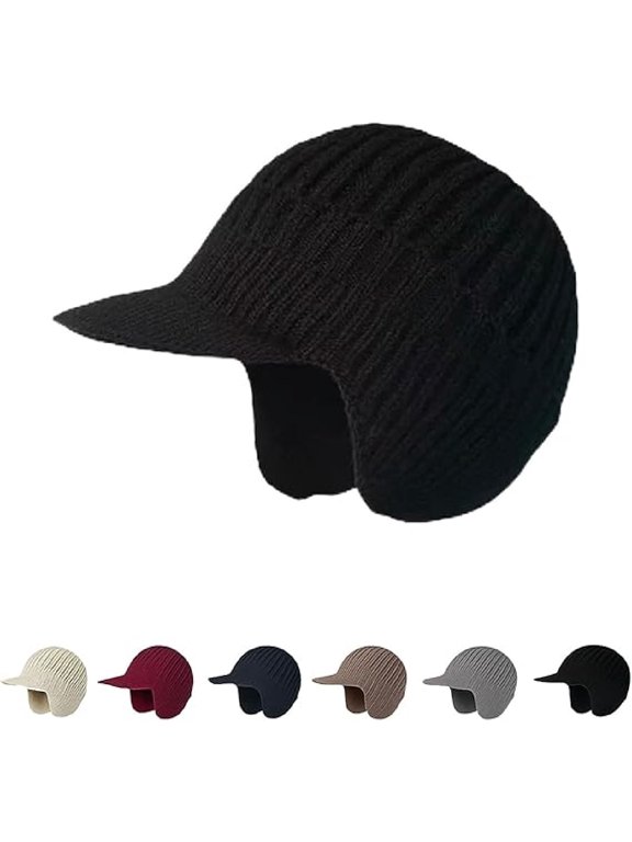 2026 New Cozy Head Beanie Winter Hat with Brim and Ear Flaps, Warm Ear, Elastic Fabric,for Unisex (Black)