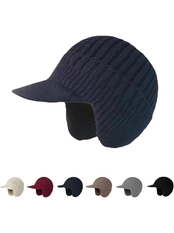 2026 New Cozy Head Beanie Winter Hat with Brim and Ear Flaps, Warm Ear, Elastic Fabric,for Unisex (Blue)