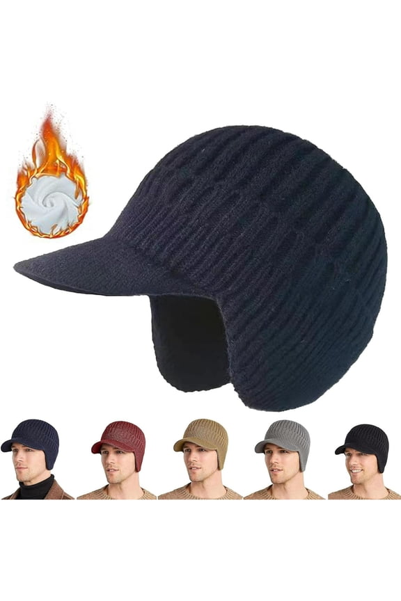 2026 New Cozy Head Beanie, Winter Hat with Brim and Ear Flaps for Men & Women, Knitted Beanie for Cold Weather