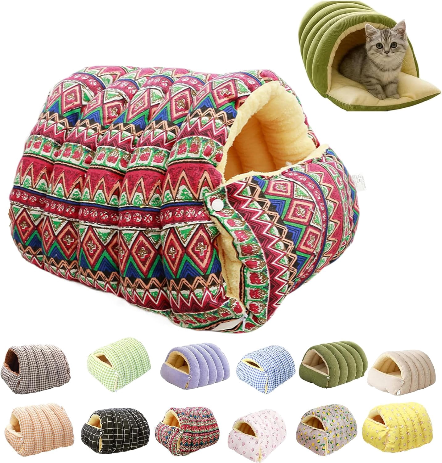2026 New Cozy Monster Cat Bed, Thickened and Warm Enclosed Pet Bed