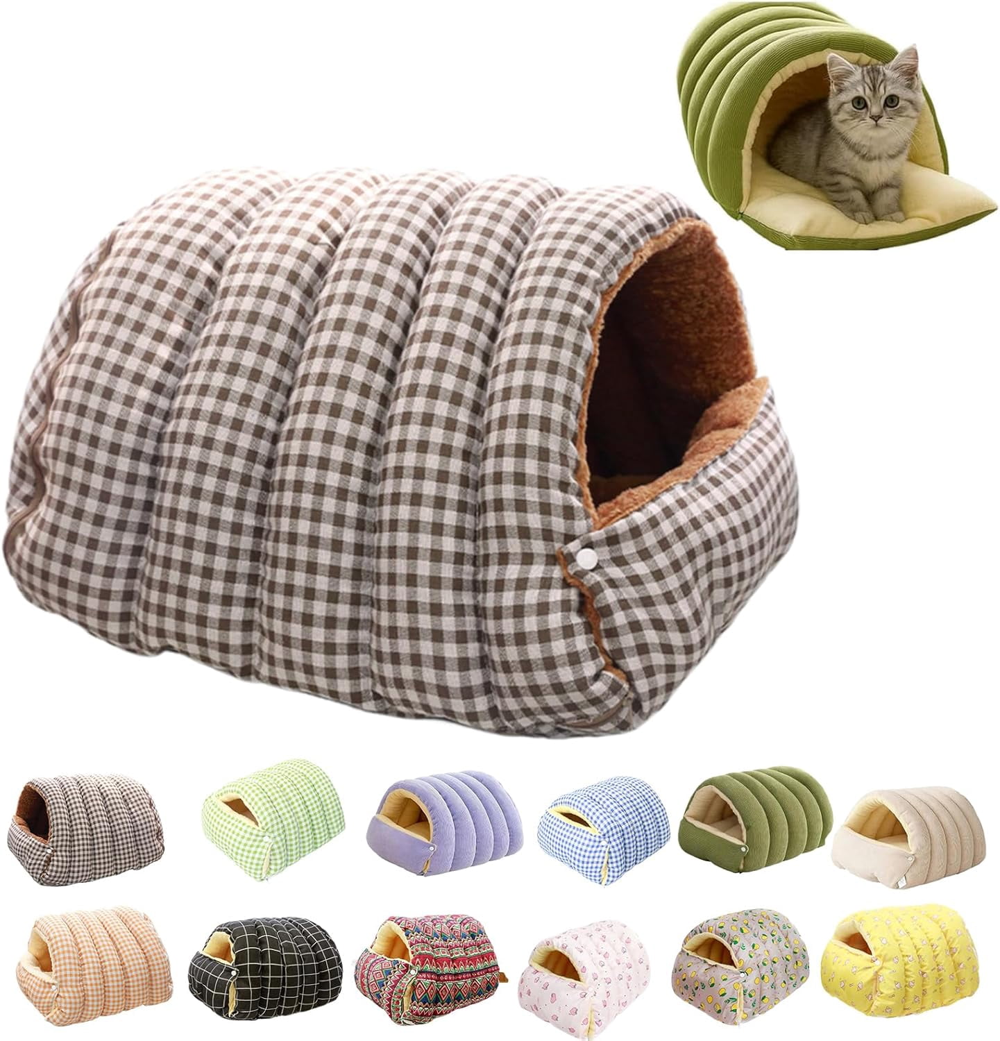 2026 New Cozy Monster Cat Bed, Thickened and Warm Enclosed Pet Bed, Cave Style Cozy Hideaway with Removable Washable Cover & Anti‑Slip Base for Cats Small Dog