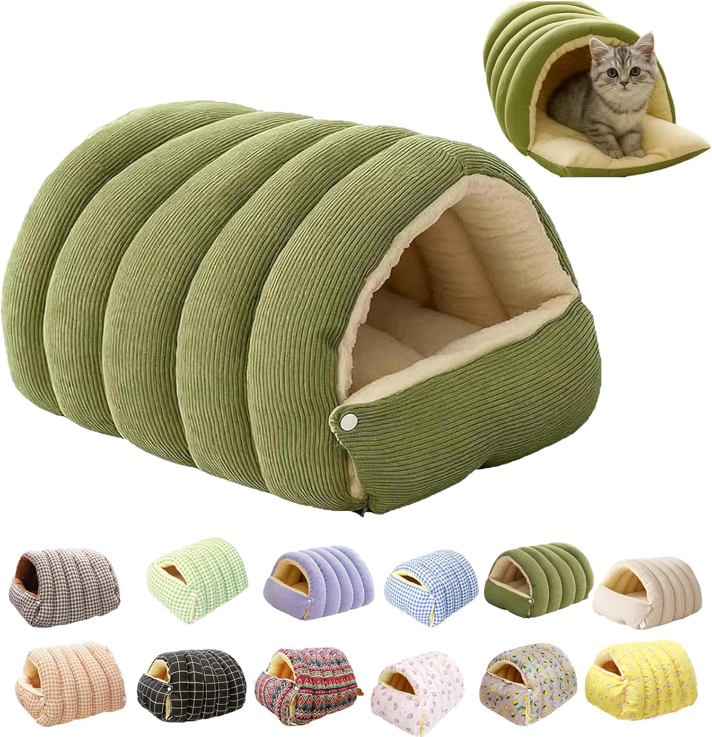2026 New Cozy Monster Cat Bed, Thickened and Warm Enclosed Pet Bed, Cave Style Cozy Hideaway with Removable Washable Cover & Anti‑Slip Base for Cats Small Dog