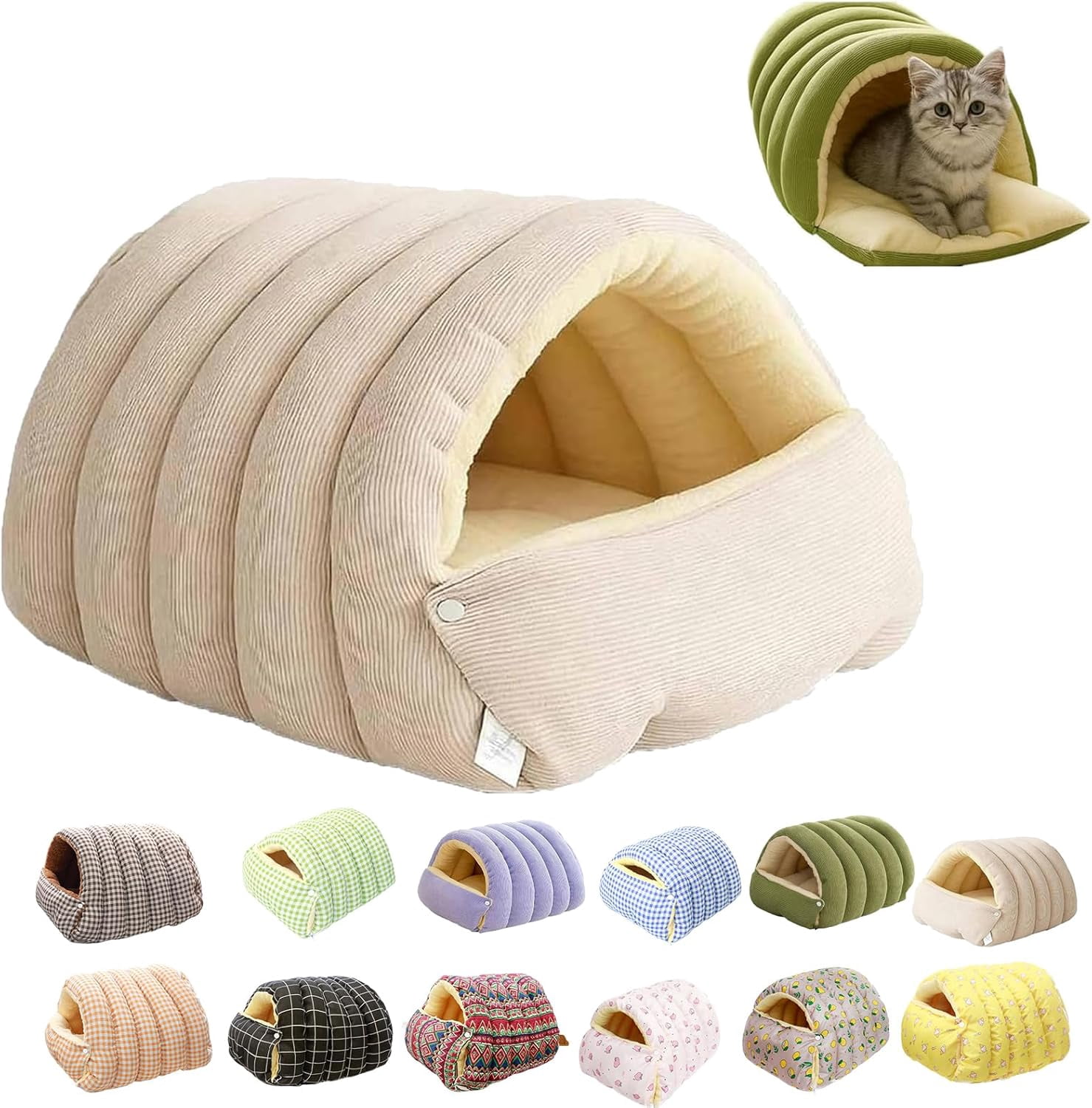 2026 New Cozy Monster Cat Bed, Thickened and Warm Enclosed Pet Bed