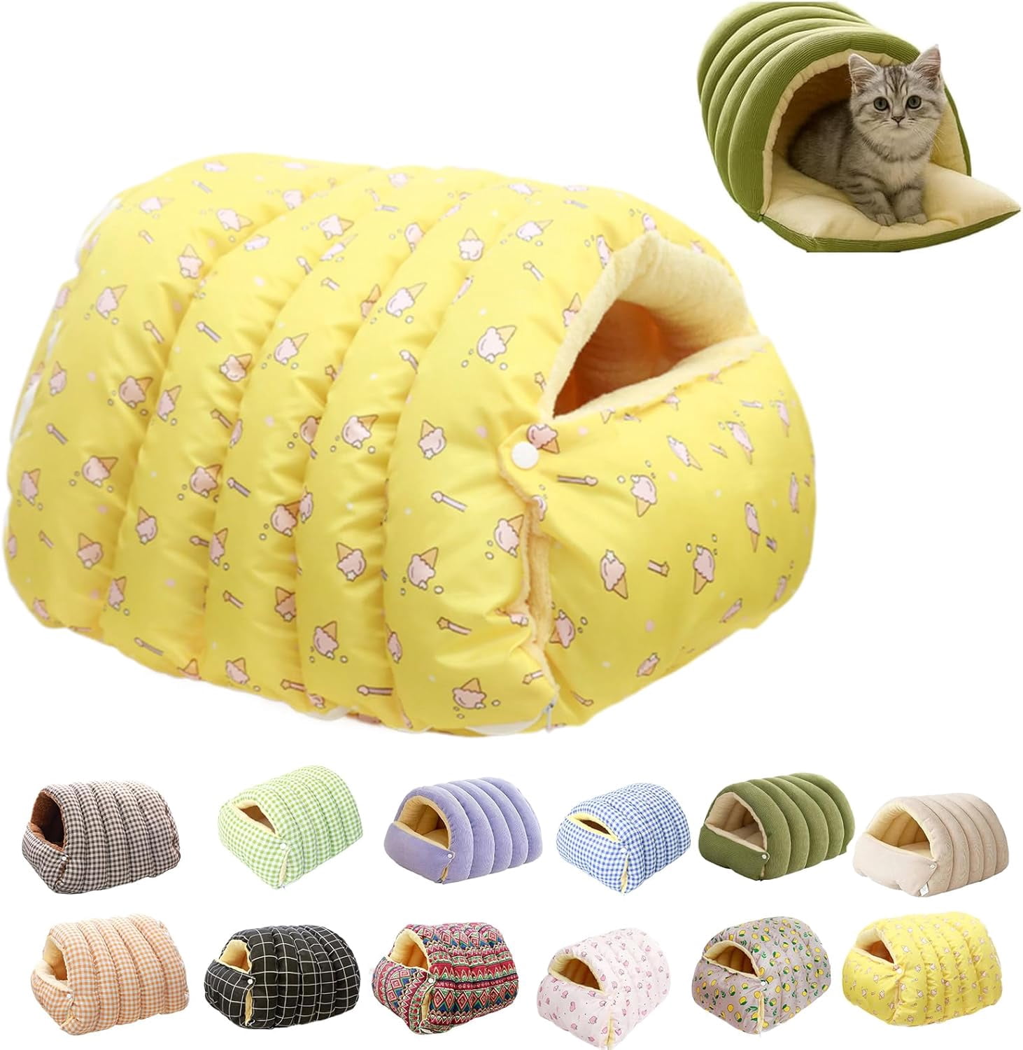 2026 New Cozy Monster Cat Bed, Thickened and Warm Enclosed Pet Bed
