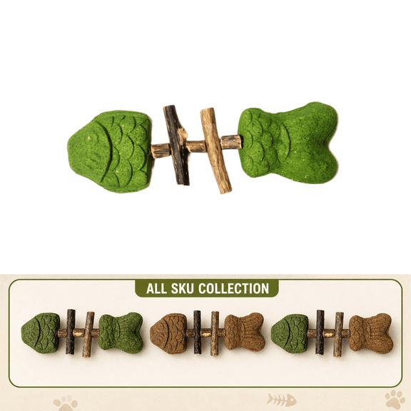 2026 New Creative Fish Bone Cat Toy, Cat Chew Toys for Indoor Cats, Fishbone Shape Cat Dental Chews, Natural Wooden Catnip Silvervine Feline Teeth Cleaning Tool 1PCS A