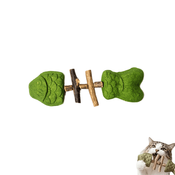 2026 New Creative Fish Bone Cat Toy, Cat Chew Toys for Indoor Cats, Fishbone Shape Cat Dental Chews, Purrident Wooden Catnip Feline Tooth Care Cleaning Stick 1PCS A