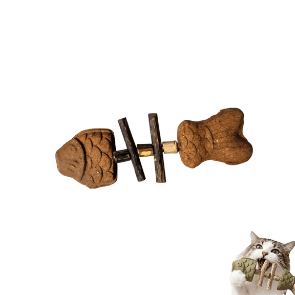 2026 New Creative Fish Bone Cat Toy, Fishbone Shape Cat Dental Chews, Natural Silvervine Catnip Stick, Durable Teeth Cleaning Cat Chew Toys for Indoor Cats 1PCS B