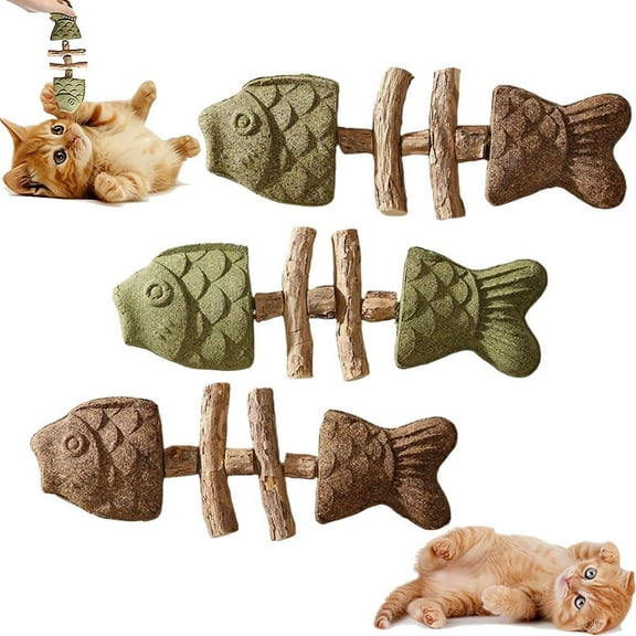 2026 New Creative Fish Bone Cat Toy, Fix Your Cat’s Dental Health,Cat Chew Toys, Wooden Catnip Teeth Cleaning Stick, Natural Fishbone Cats Dental Toy, Durable Feline Tooth Care Tool