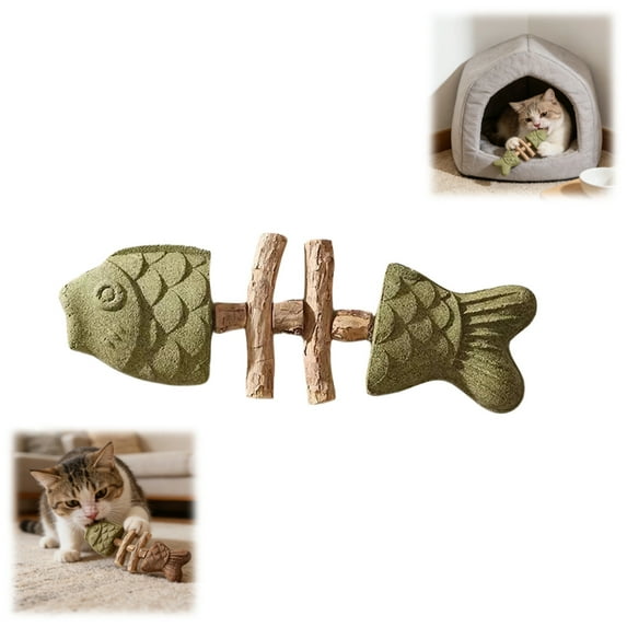 2026 New Creative Fish Bone Cat Toy,Purrident - Fix Your Cat’s Dental Health,Cat Chew Toys,Wooden Catnip Teeth Cleaning Stick, Natural Fishbone Cats Dental Toy,Durable Feline Tooth Care Tool (1PCS)