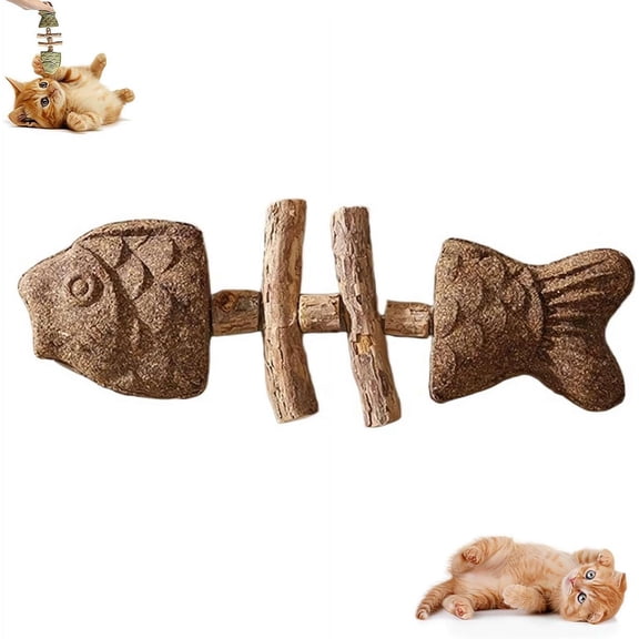2026 New Creative Fish Bone Cat Toy, Wooden Catnip Teeth Cleaning Stick, Fix Your Cats Dental Health, Cat Chew Toys,Natural Fishbone Feline Tooth Care Tool, Gifts for Cats(1Pcs, B)