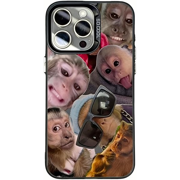 2026 New Creative Monkey Pattern Phone Case, Trendy Funny Monkey Phone Case for iPhone 17/16/15/14/13/12/11 Pro Max Air (Black,for iPhone 13 Pro)