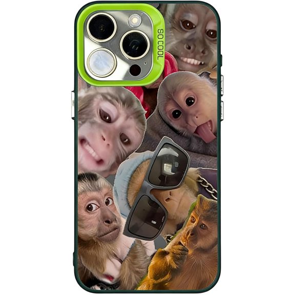 2026 New Creative Monkey Pattern Phone Case, Trendy Funny Monkey Phone Case for iPhone 17/16/15/14/13/12/11 Pro Max Air (Green,for iPhone 13 Pro Max)