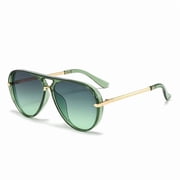 2026 New Cross-Border European and American Fashion Sunglasses for Men, Versatile Trendy Large Frame Aviator Glasses, Retro Fluorescent Green Sunglasses for Wom