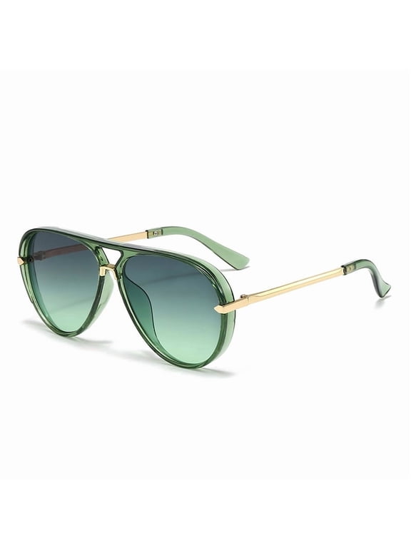 2026 New Cross-Border European and American Fashion Sunglasses for Men, Versatile Trendy Large Frame Aviator Glasses, Retro Fluorescent Green Sunglasses for Women