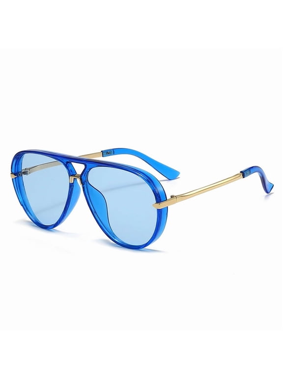 Retro Aviator Sunglasses for Men Women, Large Frame Gradient Lens Fashion Sunglasses Multi‑Color Trendy Outdoor Travel Eyewear