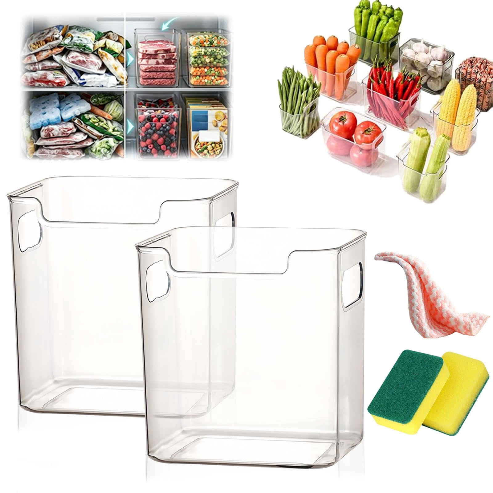 2026 New Crystal Clear Freezer Storage Bins - Clear Plastic Freezer ...